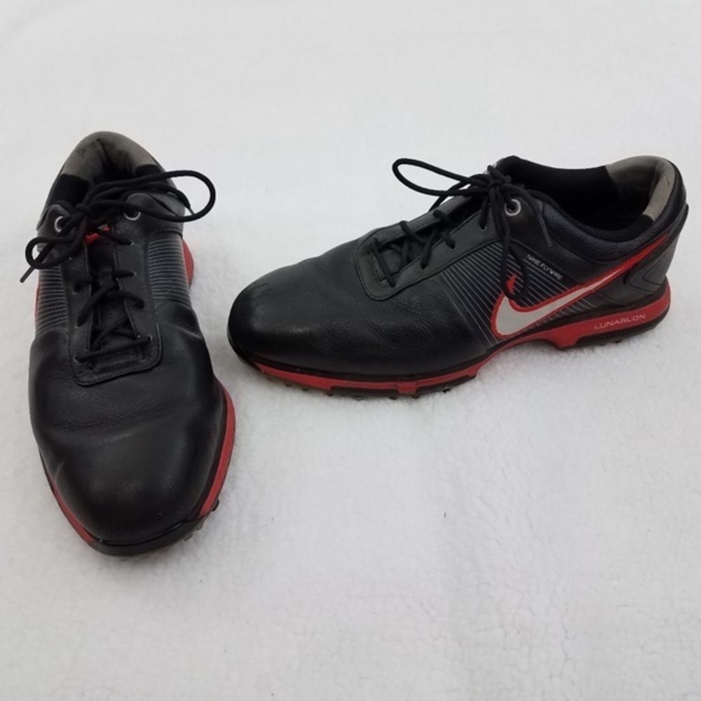 Nike Golf Cleats 8 lunar swingtip leather Control Black Red Flywire Tennis Shoes